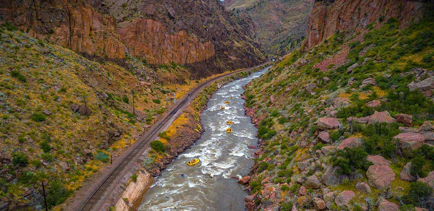 Whitewater rafting through the Royal Gorge with 1,000-foot granite walls