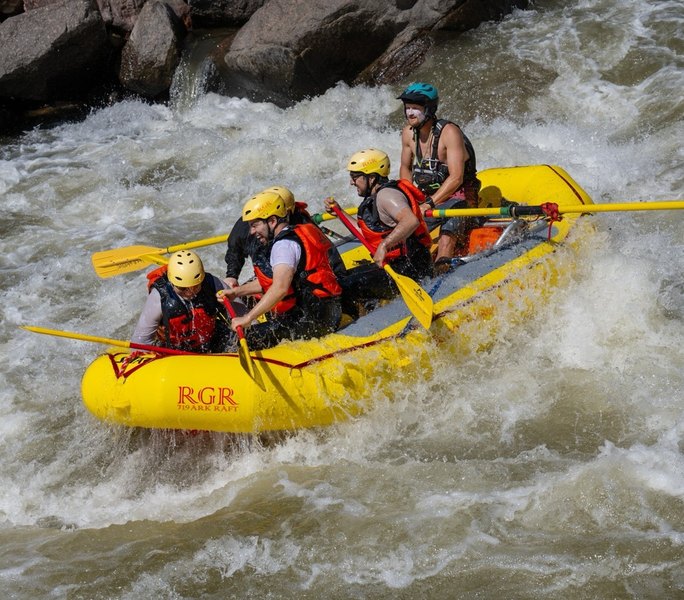 Safety equipment and trained guides at Royal Gorge Rafting